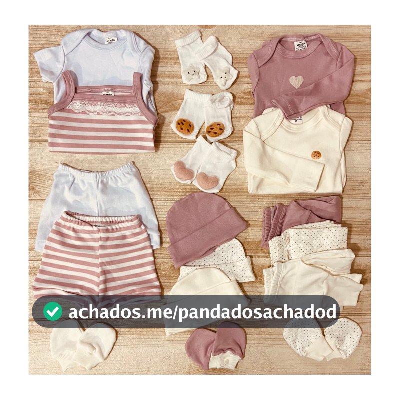 Kit Capsula Enxoval 18 Peças Roupa De Bebê pronto para Maternidade  Minimalista Boho Rosê Coração