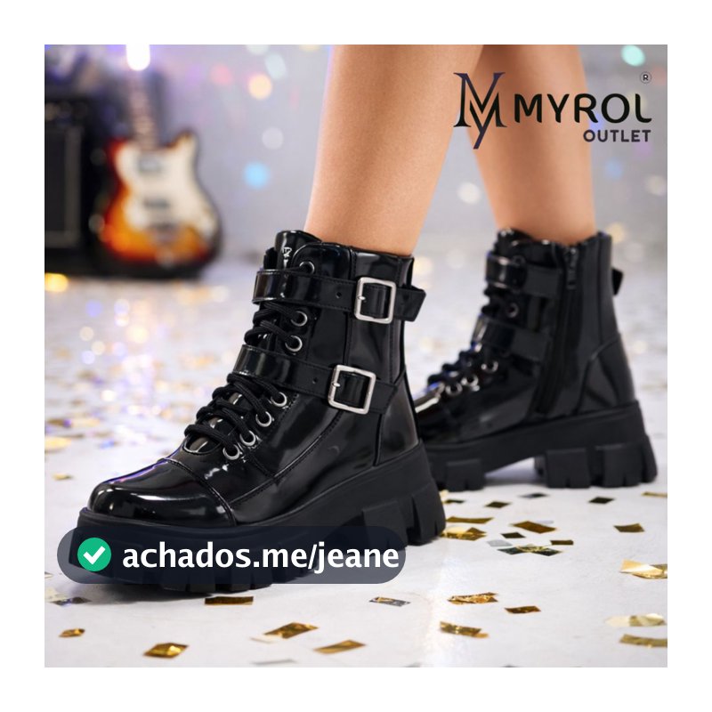 Bota Coturno Blogueira Rock Life Duas Fivelas Sola Tratorada