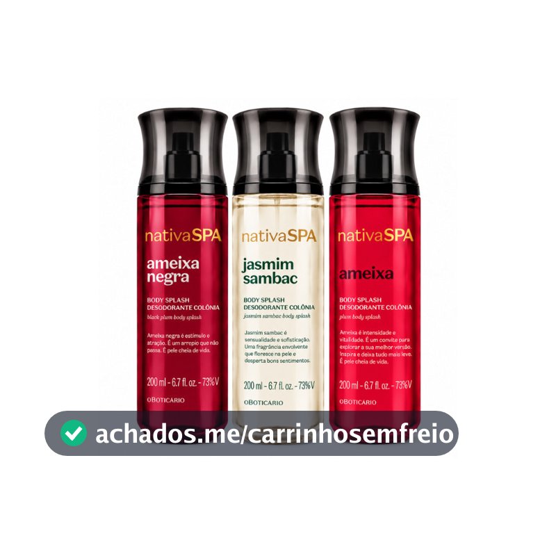 Combo 3 Body Splash Nativa SPA – Jasmim Sambac, Ameixa e Ameixa Negra – 600ml