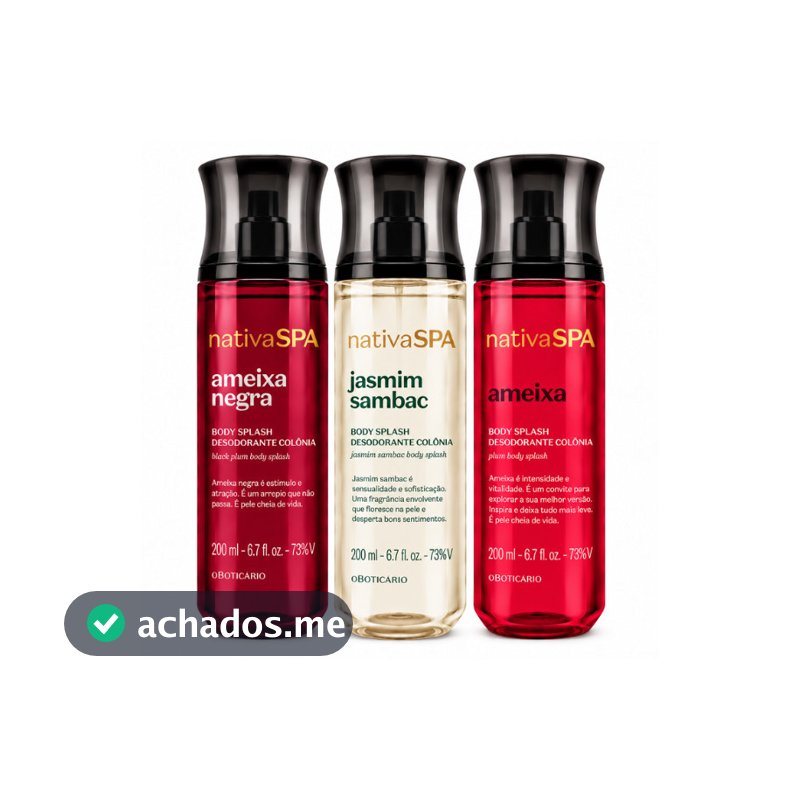 Combo 3 Body Splash Nativa SPA – Jasmim Sambac, Ameixa e Ameixa Negra – 600ml