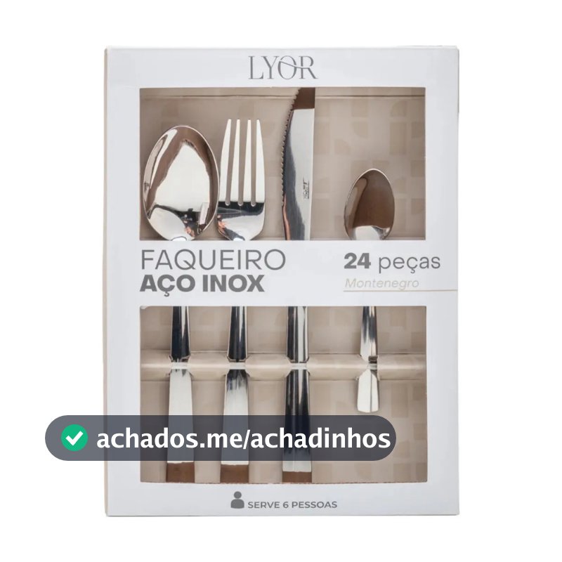 Faqueiro Dourado 24 Peças Aço Inox Luxo Premium Jogo Talheres Lyor Inoxidável Resistente