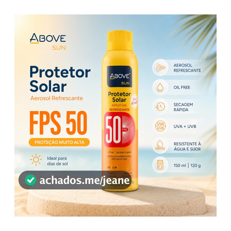 Protetor Solar Spray Aerossol Refrescante Fator 50 150ml Above