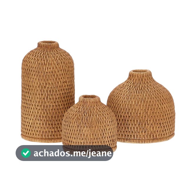 Conjunto 3 Vasos Decorativos Modernos Enfeite Para Sala Em Poliresina