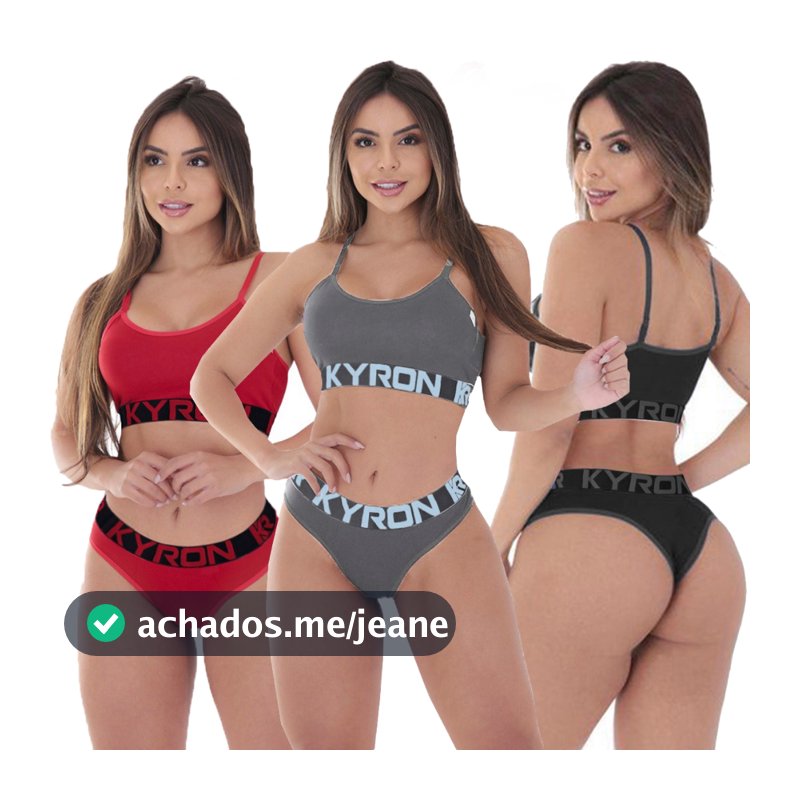 Kit 3 Conjuntos Feminino Kyron Underwear Top e Calcinha Com Tecido Premium