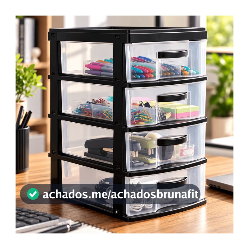 Gaveteiro Organizador de Mesa 2 3 4 Gavetas Armário Multiuso em Plástico Reforçado