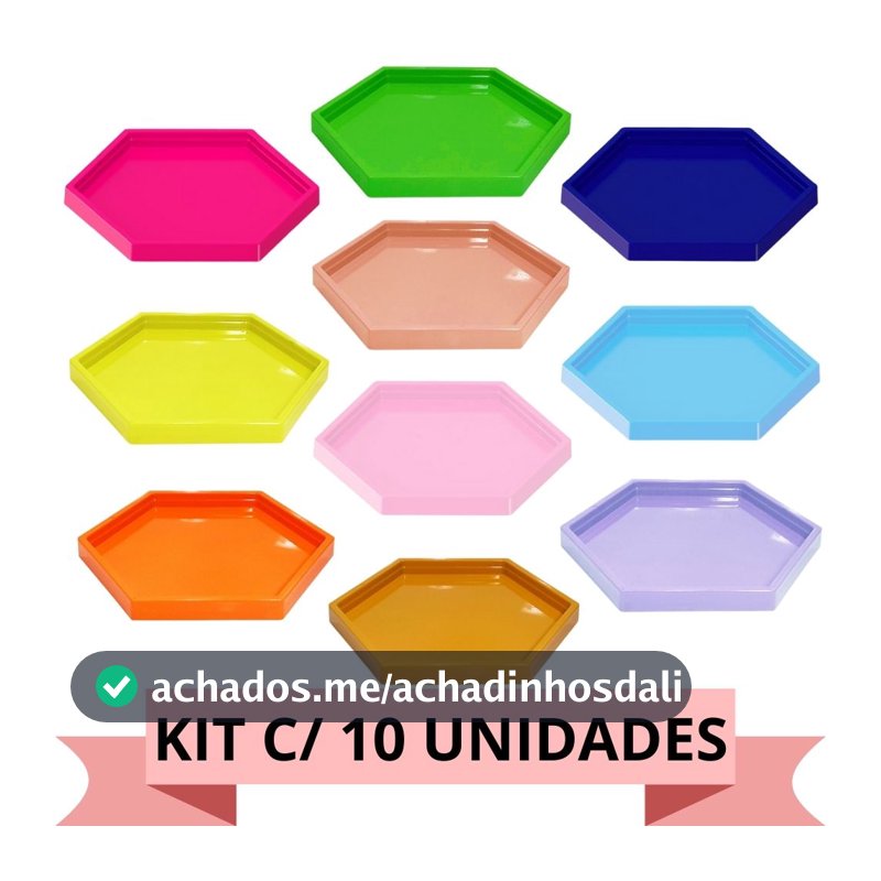 Kit C/ 10 Un Bandeja Decorativa Sextavada 17x17 Várias Cores