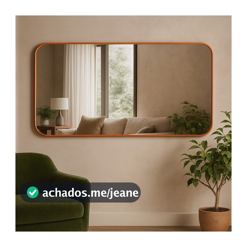 Espelho Decorativo Retangular 53x110cm Com Moldura Bordas Arredondadas Para Parede