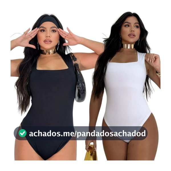 Kit 2 Body Feminino Decote Quadrado Alças Grossas Casual Elegante