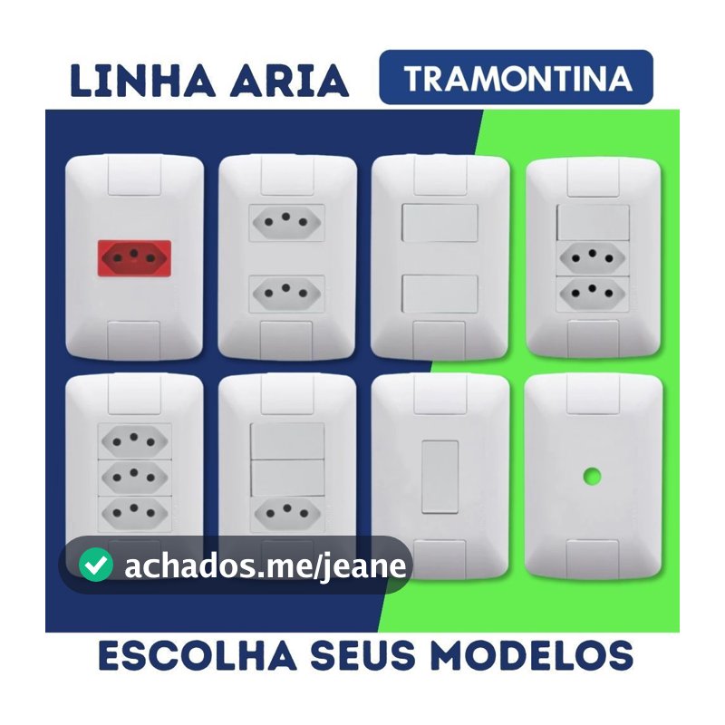 Tomadas e Interruptores Tramontina Linha Aria Tomada Dupla Interruptor com Tomada Linha Completa