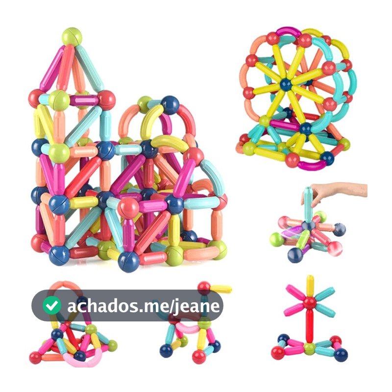 Blocos de Montar Magnético Construção Bastãos e Bolas Brinquedo Educativo Infantil