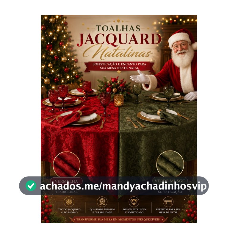 Toalha De Mesa Jacquard Natalina Luxo e Elegante Premium 4, 6 e 8 Lugares Natal Promoção