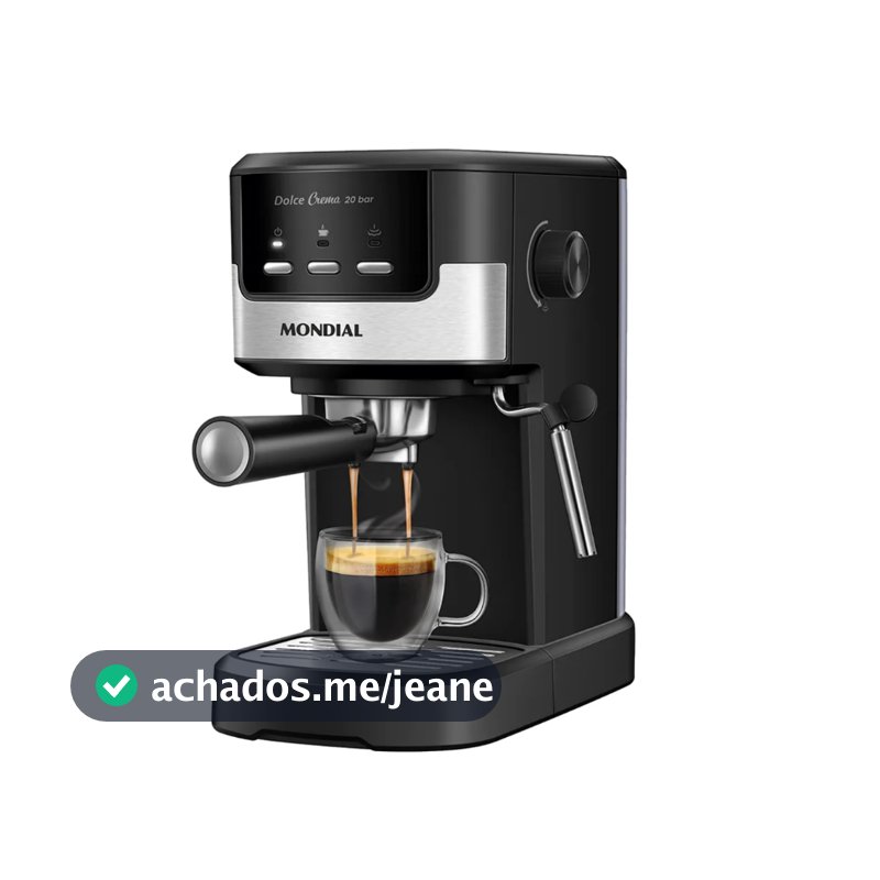 Cafeteira Espresso Dolce Crema 20 Bar Mondial Preto/Inox 1200W - C-21-E-CNP com adaptador para cápsulas Nespresso
