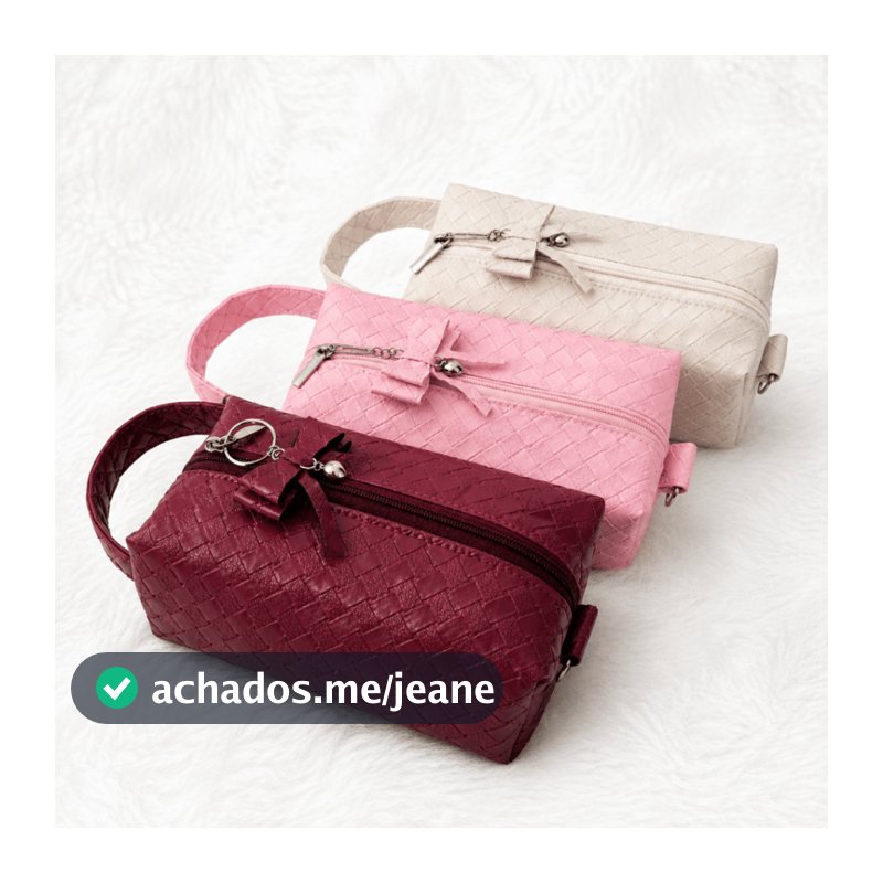 Bolsa Necessaire Feminina Premium com Chaveiro de Laço e Alça de Mão