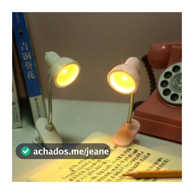 Mini luminária de mesa LED  com suporte de encaixe, luz de leitura