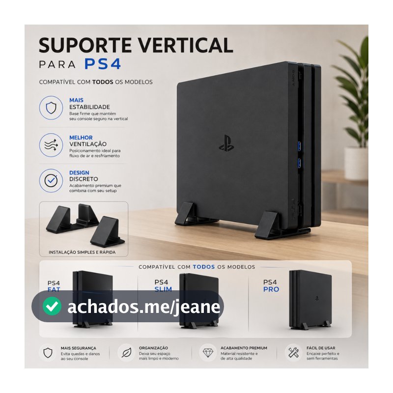 Suporte Vertical para Playstation 4 Slim, Pro, Fat - Base PS4 Apoio Pezinhos Em Pé