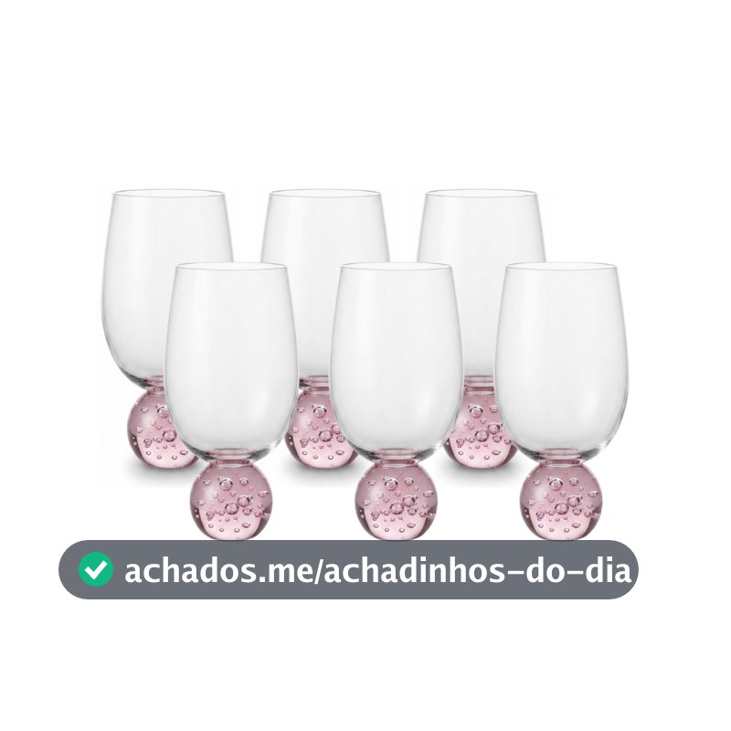 Conjunto de 6 Copos Em Vidro Base Esfera Rosa 400ML
