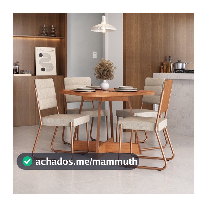 Conjunto Sala de Jantar 4 Cadeiras Charlotte Carraro Nogal