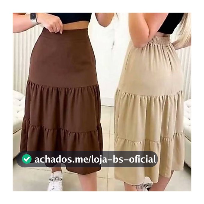 Saia Midi Três Marias Feminina com Forro | Moda Evangélica | Cintura com Elástico