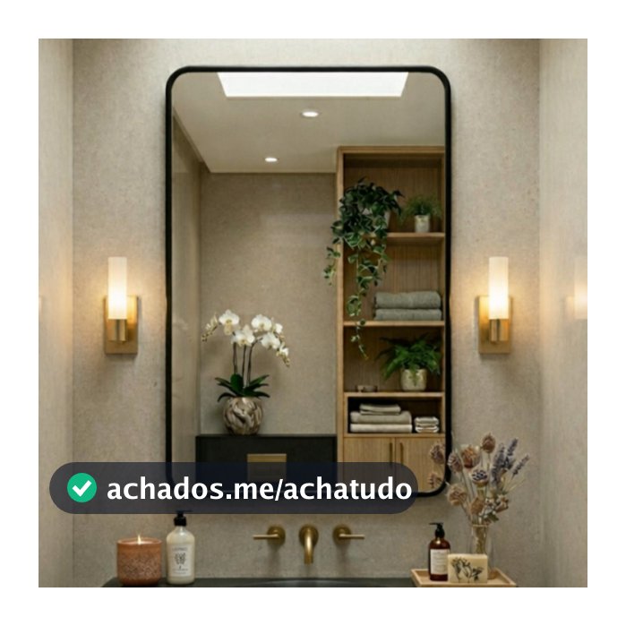 ESPELHO LOPAZZI RETANGULAR COM MOLDURA 90X60CM QUARTO SALA BANHEIRO COZINHA MOLDURA ALUMÍNIO