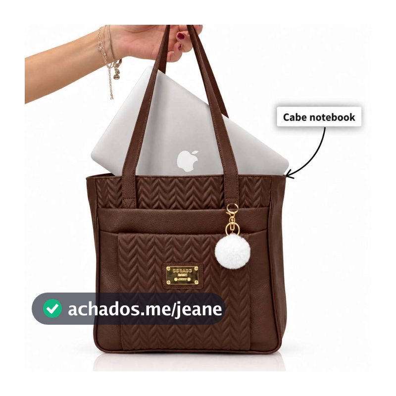 Bolsa Femenina Grande de Ombro Elegante Reforçada 3 Divisorias Para Trabalho Faculdade Cabe Notebook