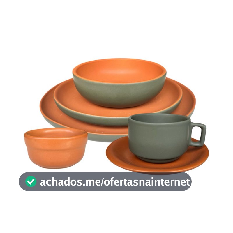 Aparelho de Jantar Verde com Terracota Rústico Cerâmica 24-36 Peças