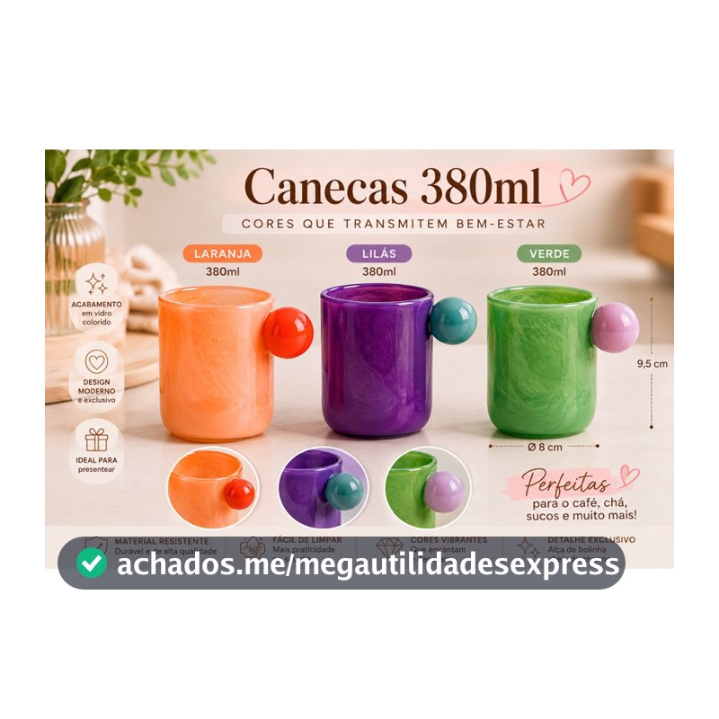 4 Canecas Coloridas Bubble Estilo Murano lilás