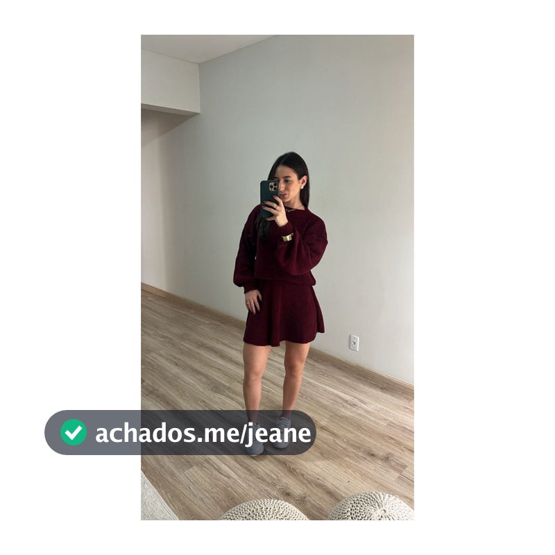 Conjunto Feminino Saia Godê Curta e Blusa Manga Longa Bufante Tricot Tendência Moda Blogueira