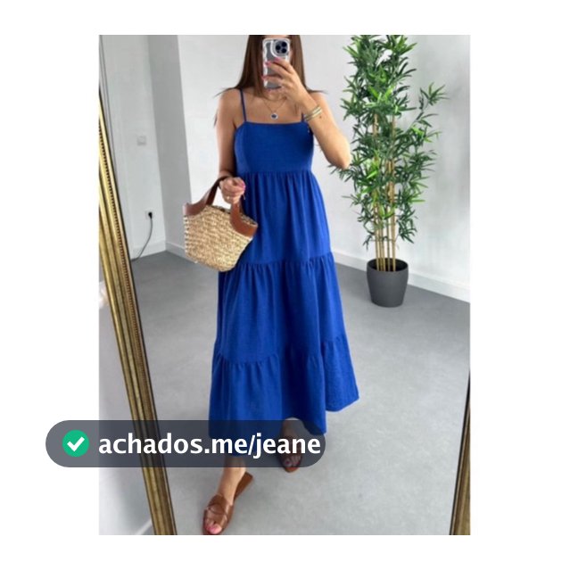 Vestido Feminino Longo Três Marias Tecido Duna com Alça Regulável