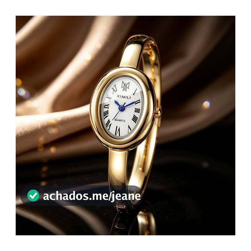 Relógio Feminino De Quartzo Com Mostrador Romano Oval E Pulseira Elegante
