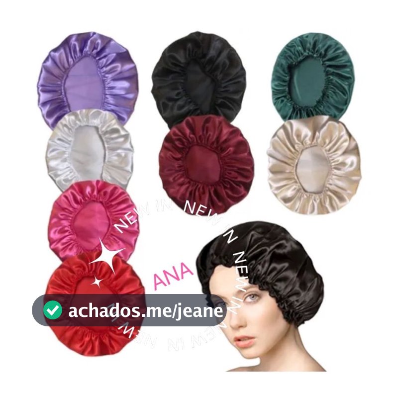 Kit com 4 Toucas de Cetim Antifrizz Touca de Banho de Cetim Touca de Banho de Cetim