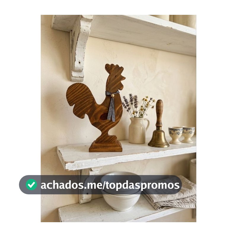 Galo decorativo em madeira farmhouse