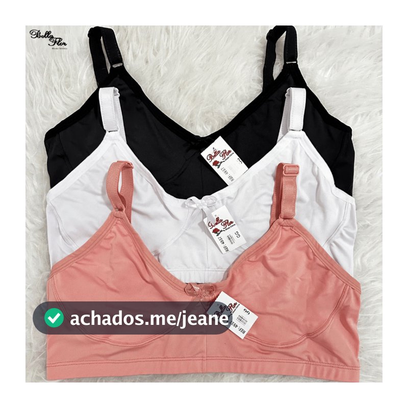 Kit 2 Sutiãs Alta Sustentação Sem Bojo PLUS SIZE Reforçado Alça Com Regulagem Feminino