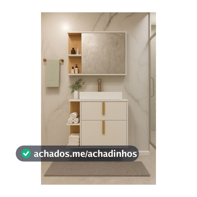Kit Armário Organizador Gabinete P/ Banheiro Com Espelheira E Cuba Star  Portas Dalla Outlet Plus