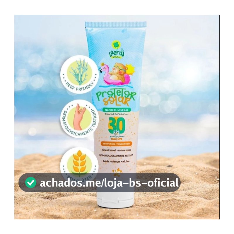 Protetor Solar Natural Físico Mineral Vegano Orgânico para Bebê e Criança da Verdi Natural