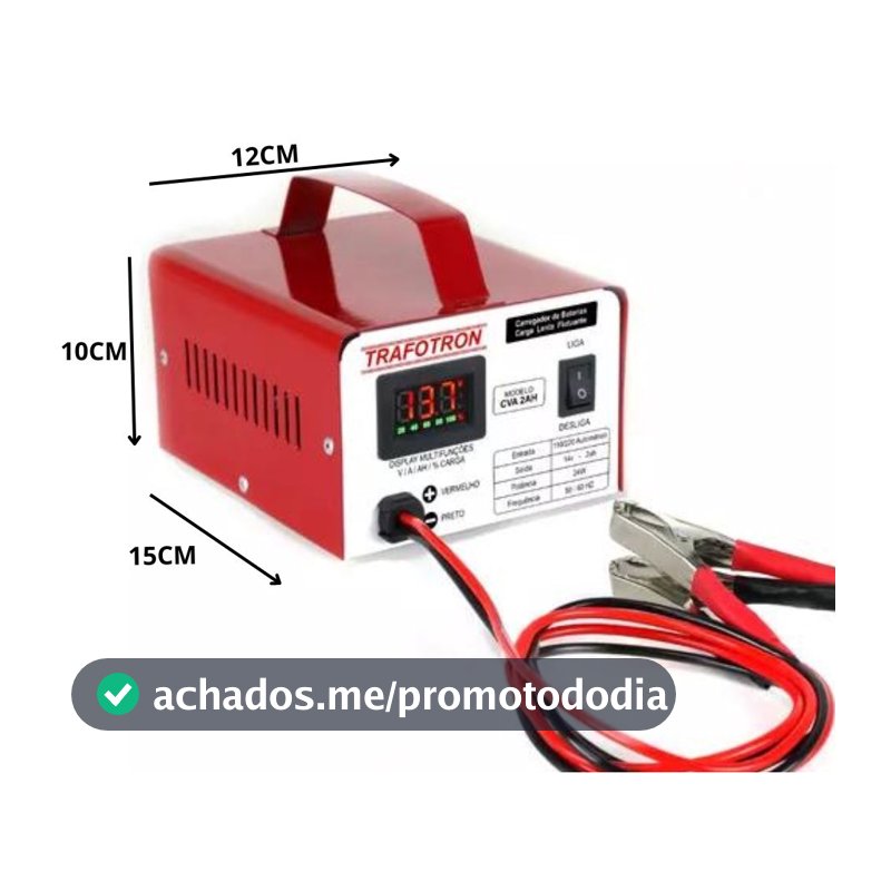 Carregador De Bateria automotivo Cva2ah Com Display Multi Funções