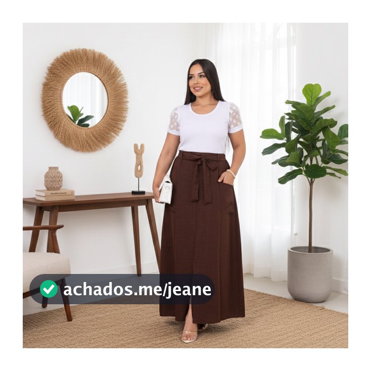 Saia Longa Feminina Em Linho Moda Evangélica Casual Básica Inverno Cintura Alta