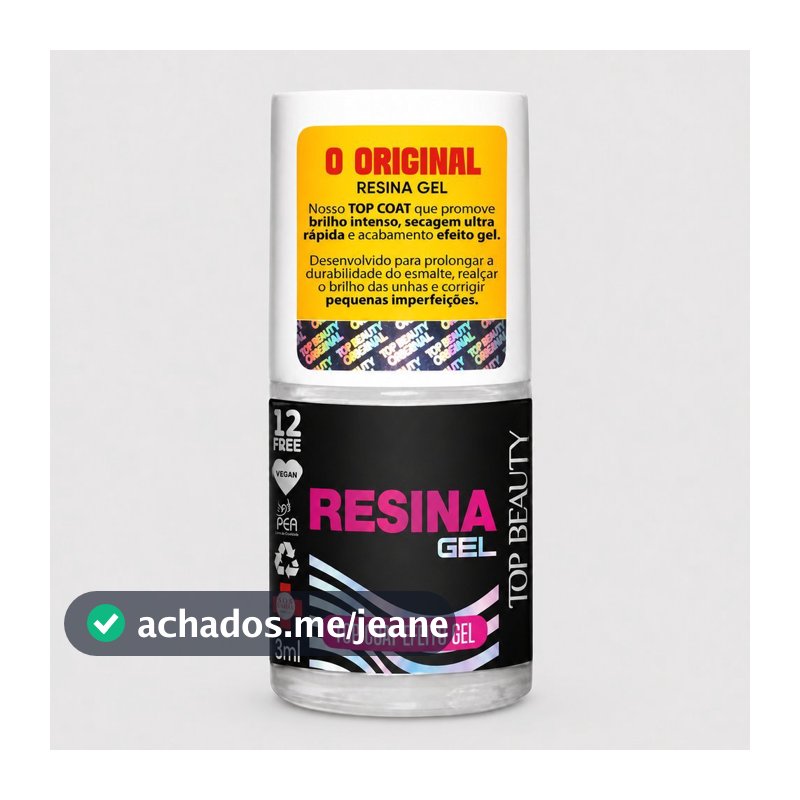Top Coat Resina Gel Extra Brilho Top Beauty
