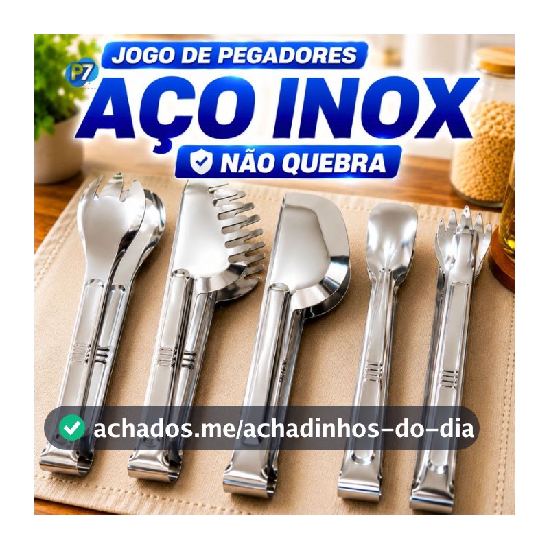 Kit Cozinha Pegador de Macarrão Alimentos Salada Churrasco Frios Inox Utensílios para Cozinha em Geral