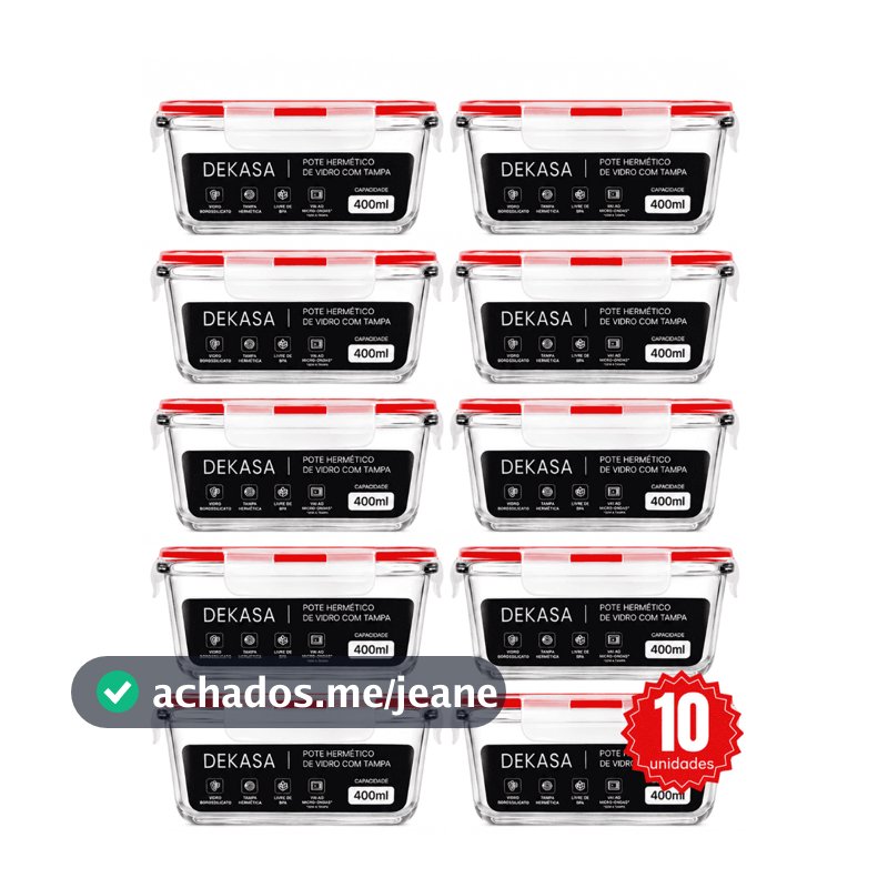 Kit 5/10 Potes Herméticos 400ml Conjunto De Vidro Para Alimentos Forno Micro-ondas Lava Louças
