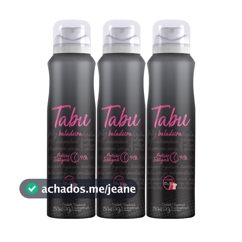 Kit Desodorante Aerosol Antitranspirante Tabu Baladeira 150ML (3 unidades)