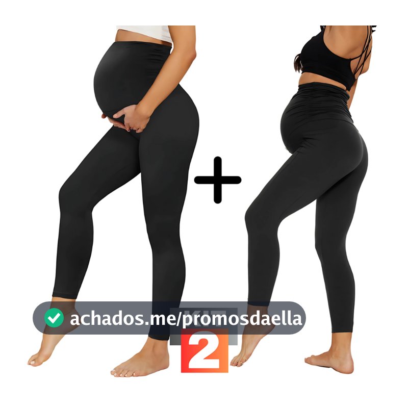 Kit 2 Legging gestante calça grávida maternidade suplex conforto barriga cós alto plus size curva