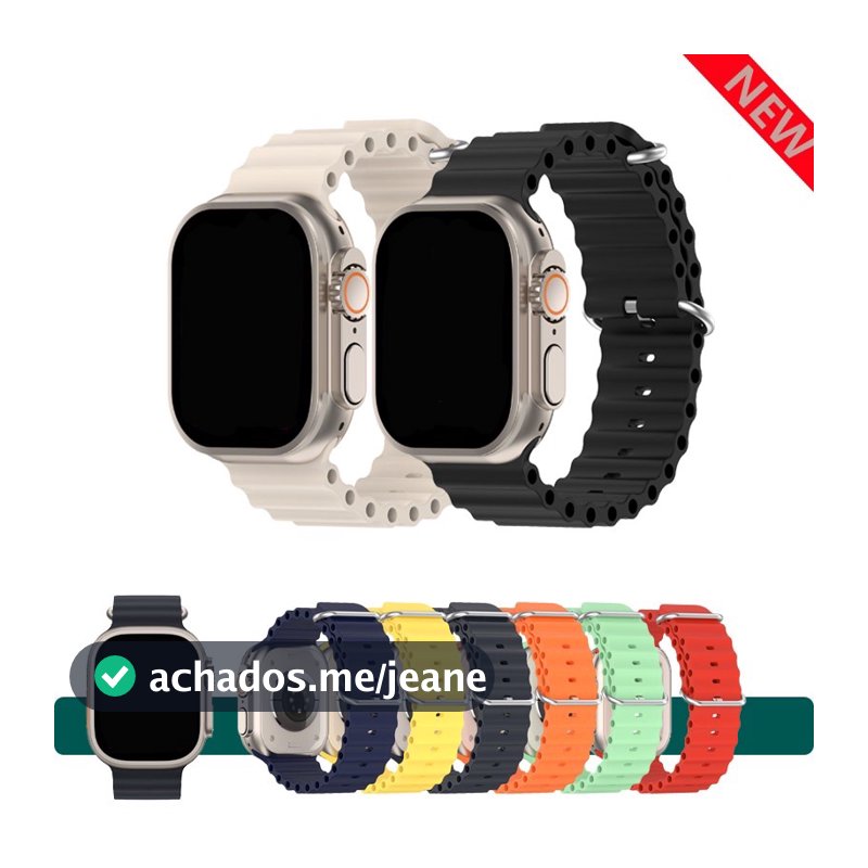 Pulseira Oceano Silicone Para Smart Watch e Iwo 38mm 40mm 41mm 42mm 44mm 45mm 49mm Ultra serie 8
