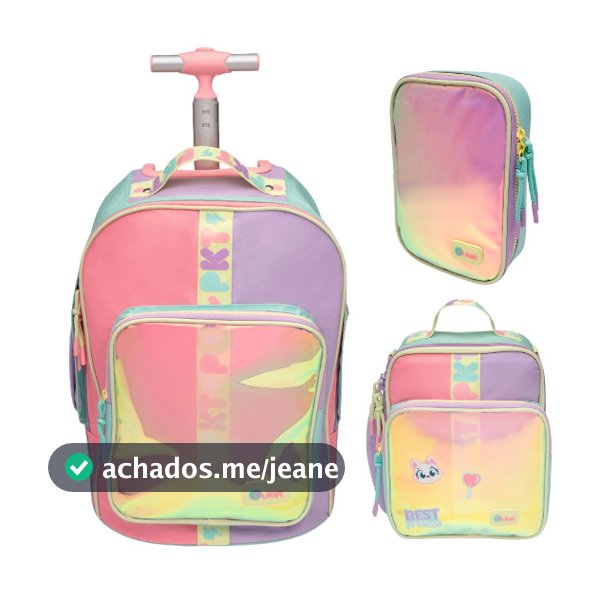 Kit Mochila + Lancheira + Estojo Color Block Puket