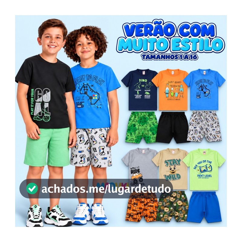 Kit 10 Peças Premium Infantil Juvenil Masculino Verão Roupas De Menino Tam. 1 a 16