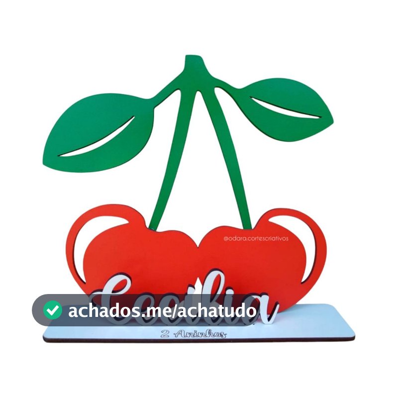 KIT MINI CEREJA 10cm - Centro de Mesa Cereja 10cm altura MDF Personalizado - Decoração Aniversario Lembrancinha Festa