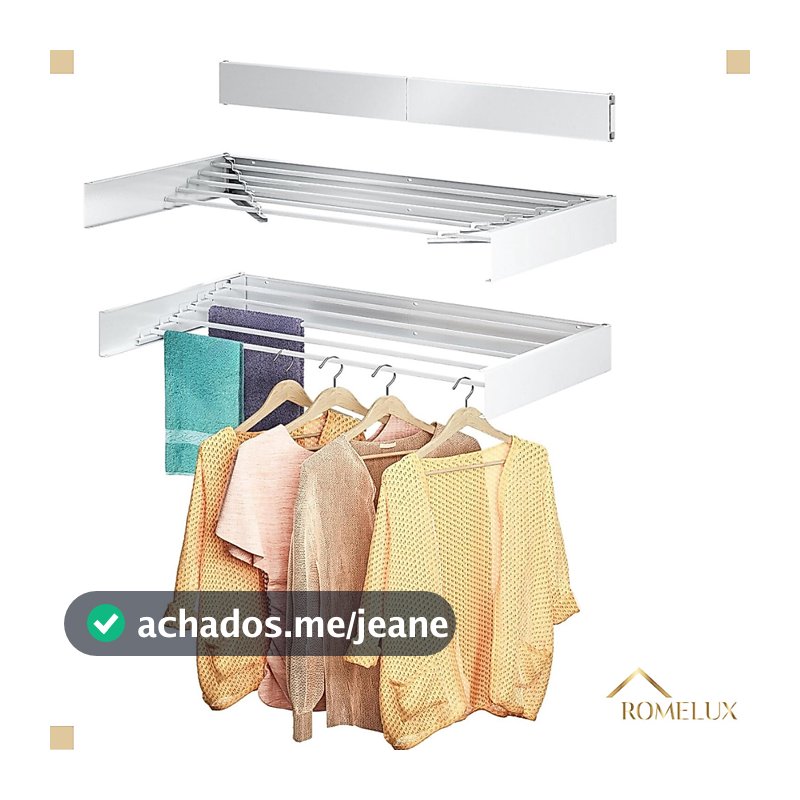 Varal Magico 120cm Com 7 Varetas Aluminio Branco Apartamento