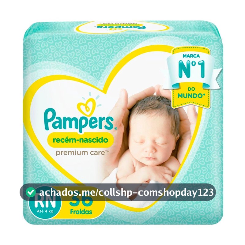 Fralda Pampers Recém Nascido Premium Care RN 36 Unidades Descartáveis