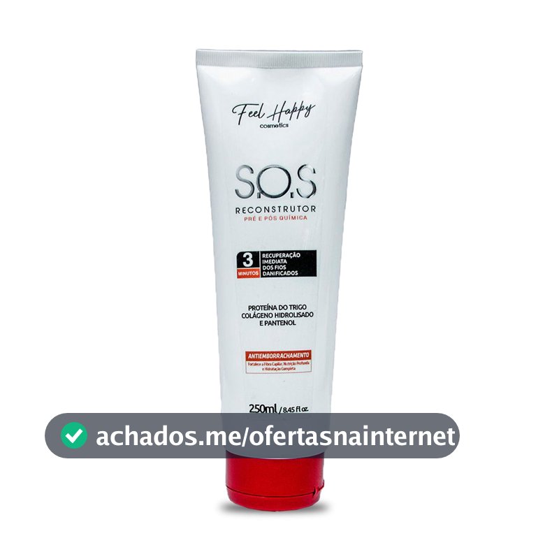 Máscara Anti Emborrachamento Reconstrução Sos 3Min 250ml Feel Happy
