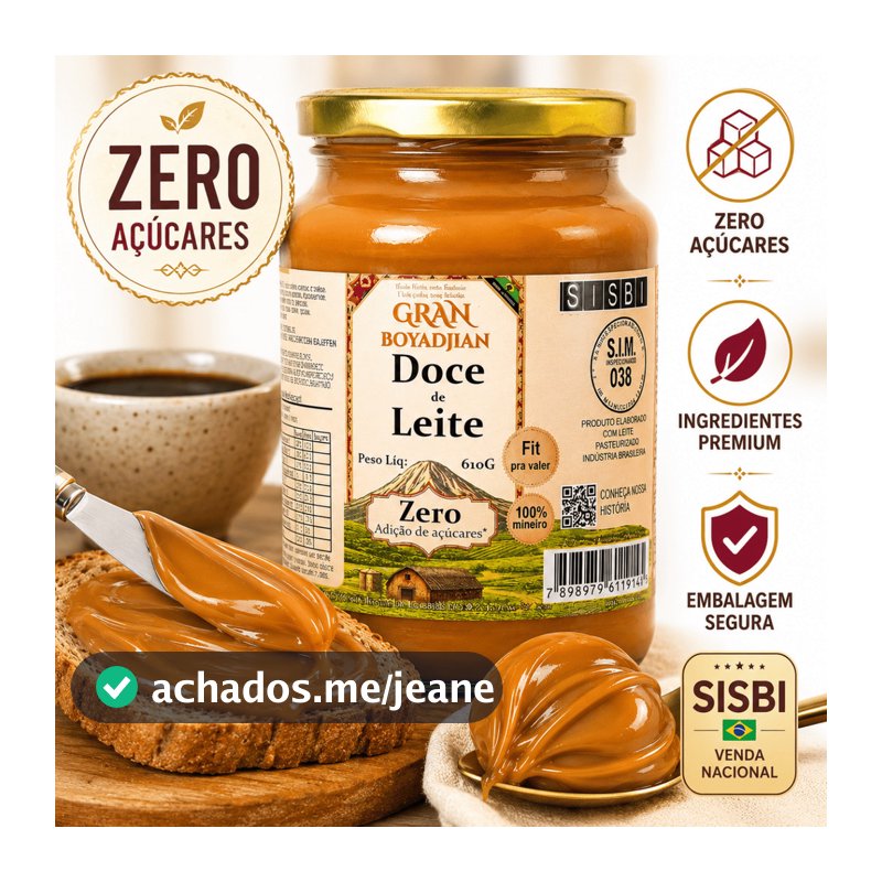 Doce de Leite Diet Cremoso Sem Adição de Açúcar 400g ou 600g Gran Boyadjian