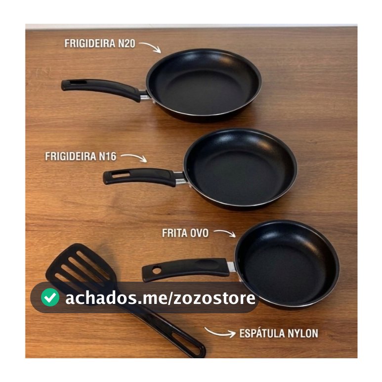 Kit de Frigideiras 3 unidades - Antiaderentes - 2 Frigideiras+ 1 Frita ovo+ 1 Espátula